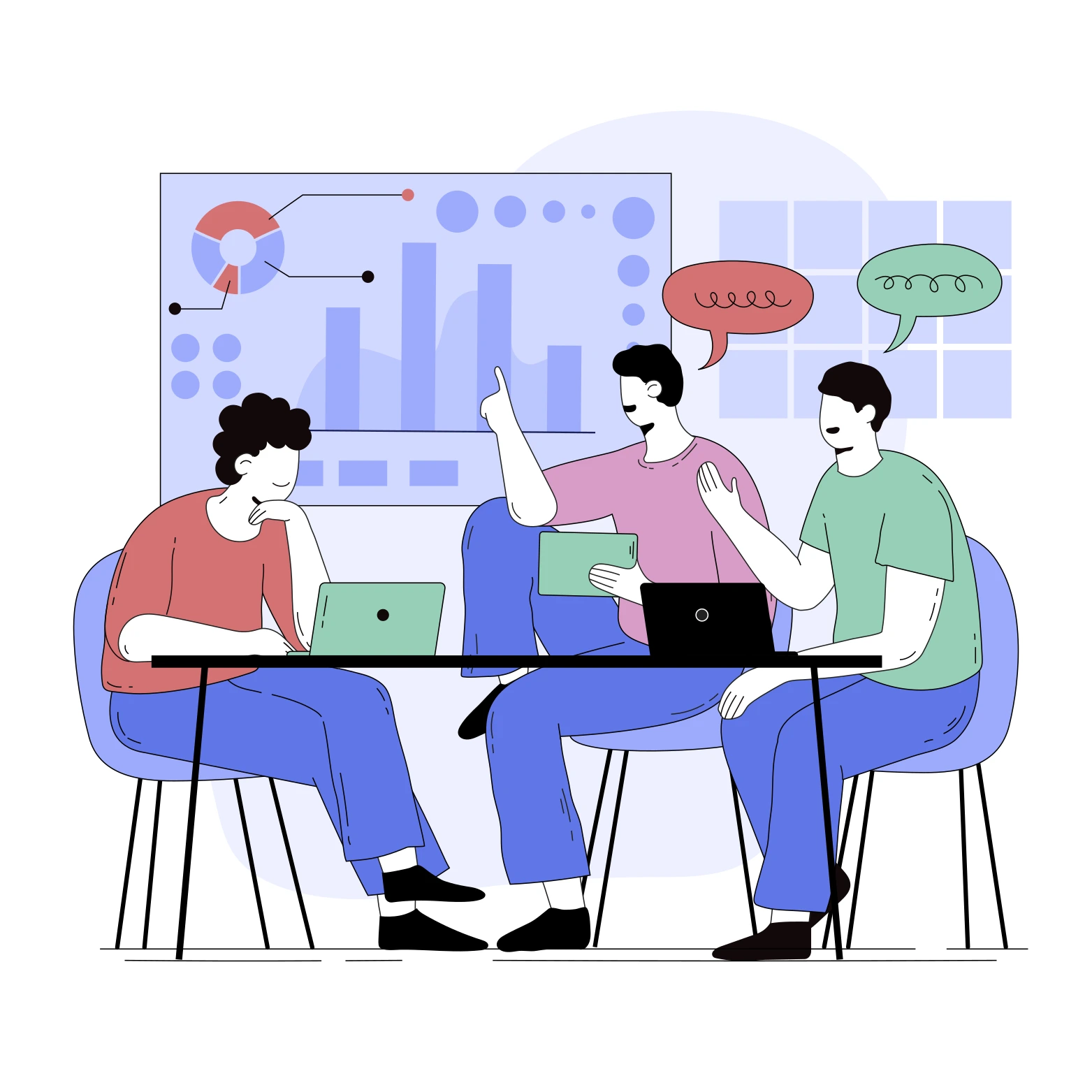 Collaborative tech team working